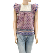 Sea New York Floral Print Square Neckline Blouse Top