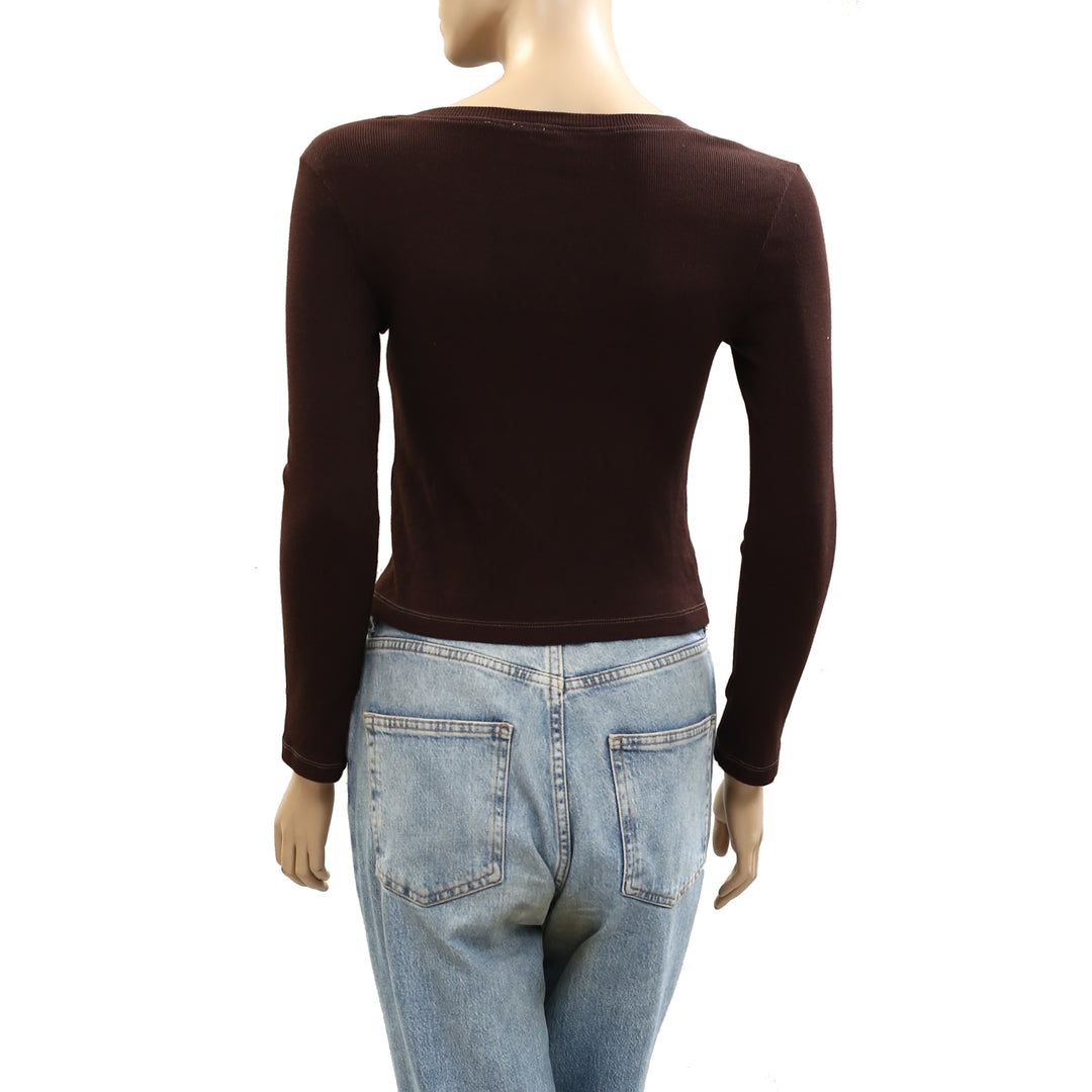 Free People Floral Embroidered Cardi Blouse Top