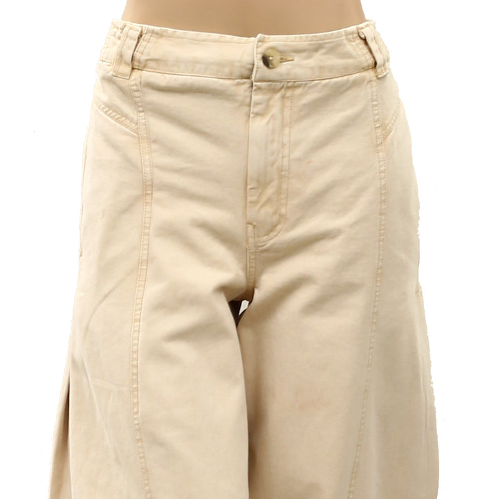 Free People Women's Jeans Pants Denim Mid-Rise Balloon Leg Cotton