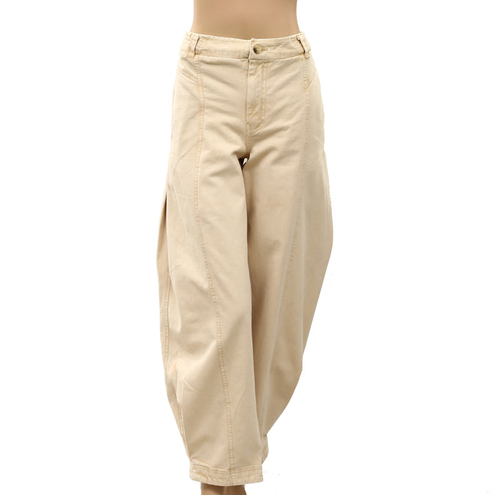 Free People Women's Jeans Pants Denim Mid-Rise Balloon Leg Cotton