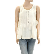 Anthropologie The Lottie Pleated Linen Tank Blosue Top