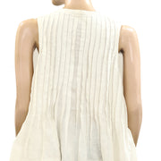 Anthropologie The Lottie Pleated Linen Tank Blosue Top