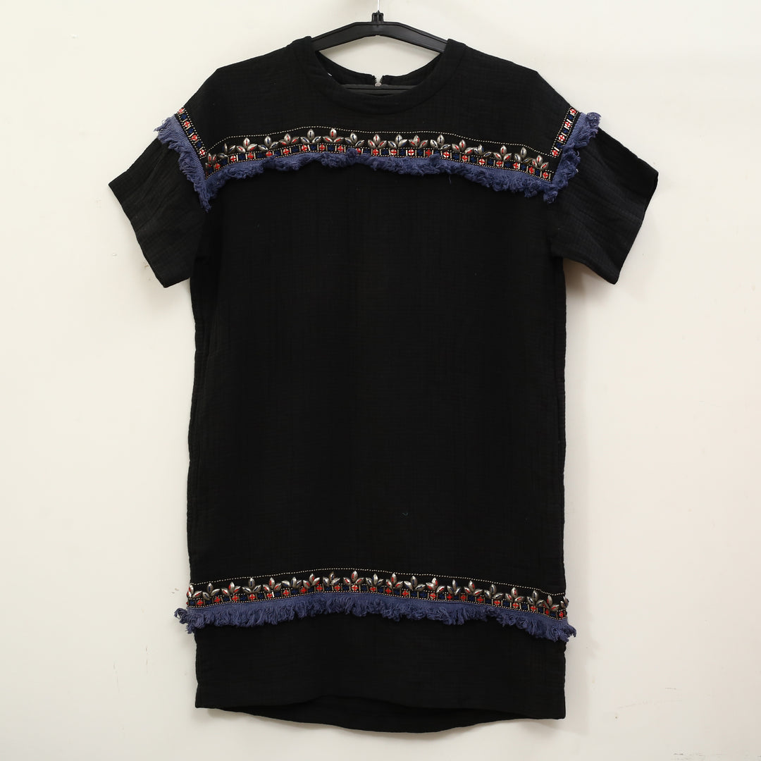 Madewell Women's Shift Mini Dress Embellished Short Sleeves