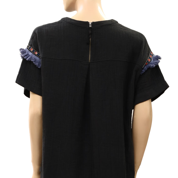 Madewell Women's Shift Mini Dress Embellished Short Sleeves