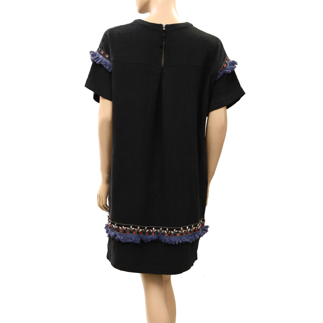 Madewell Women's Shift Mini Dress Embellished Short Sleeves