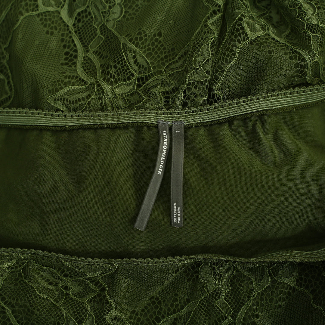 By Anthropologie Asymmetrical Drop-Waist Lace Midi Skirt