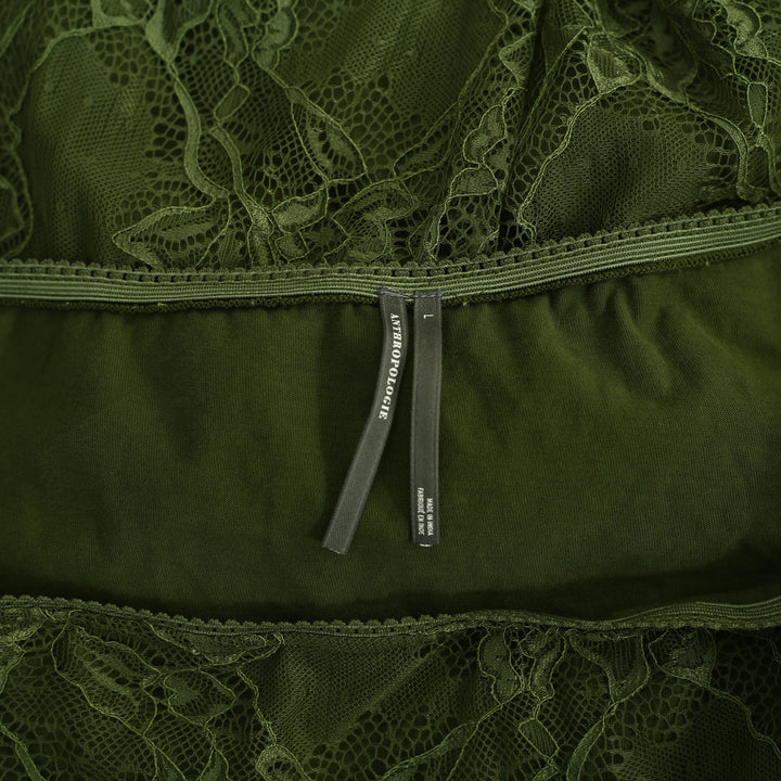 By Anthropologie Asymmetrical Drop-Waist Lace Midi Skirt