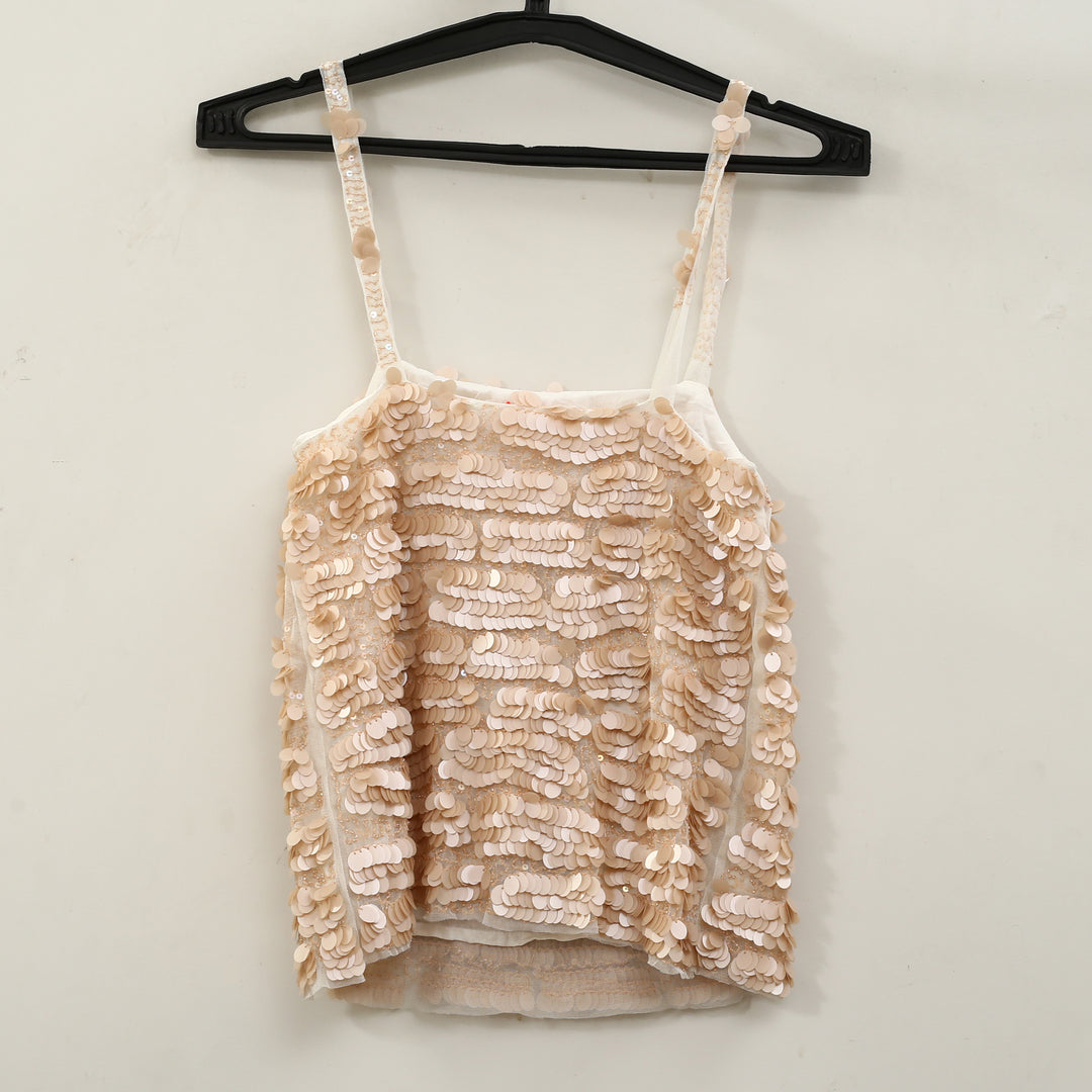 Free People Sequin Embellished Beaded Tank Blouse Top