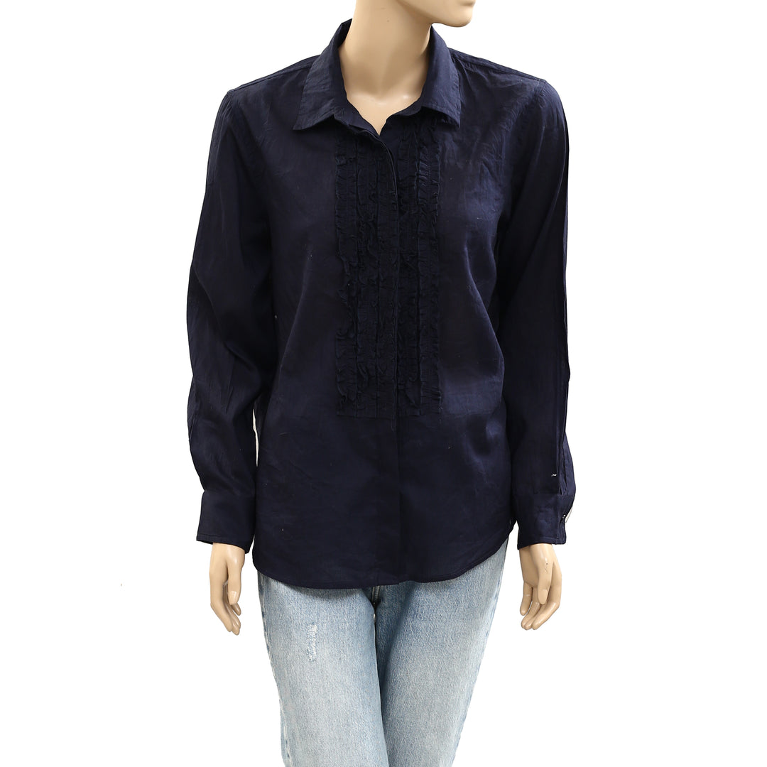 Voyageur by MERSEA Tuxedo Ruffle Shirt Top