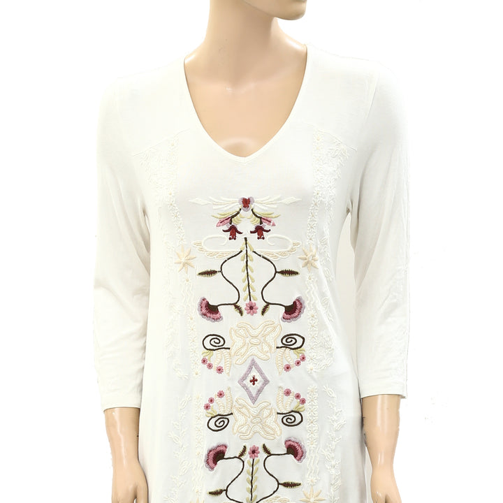 Caite Anthropologie Embroidered Tunic Top