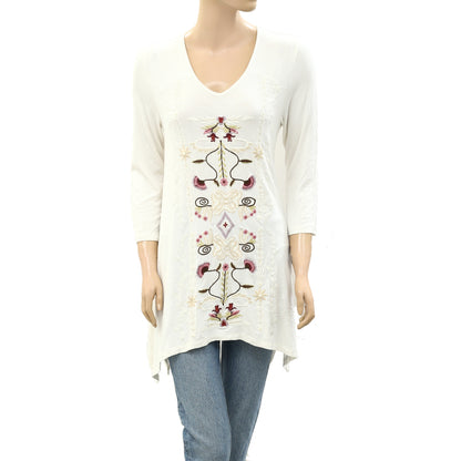 Caite Anthropologie Embroidered Tunic Top