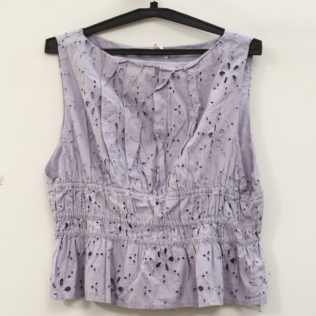 Free People Jude Eyelet Embroidered Blouse Top