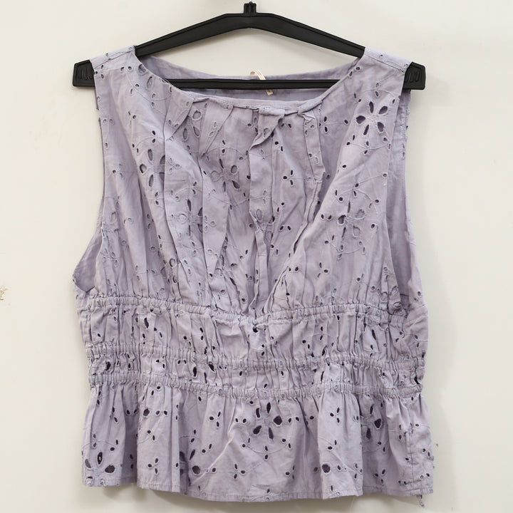 Free People Jude Eyelet Embroidered Blouse Top
