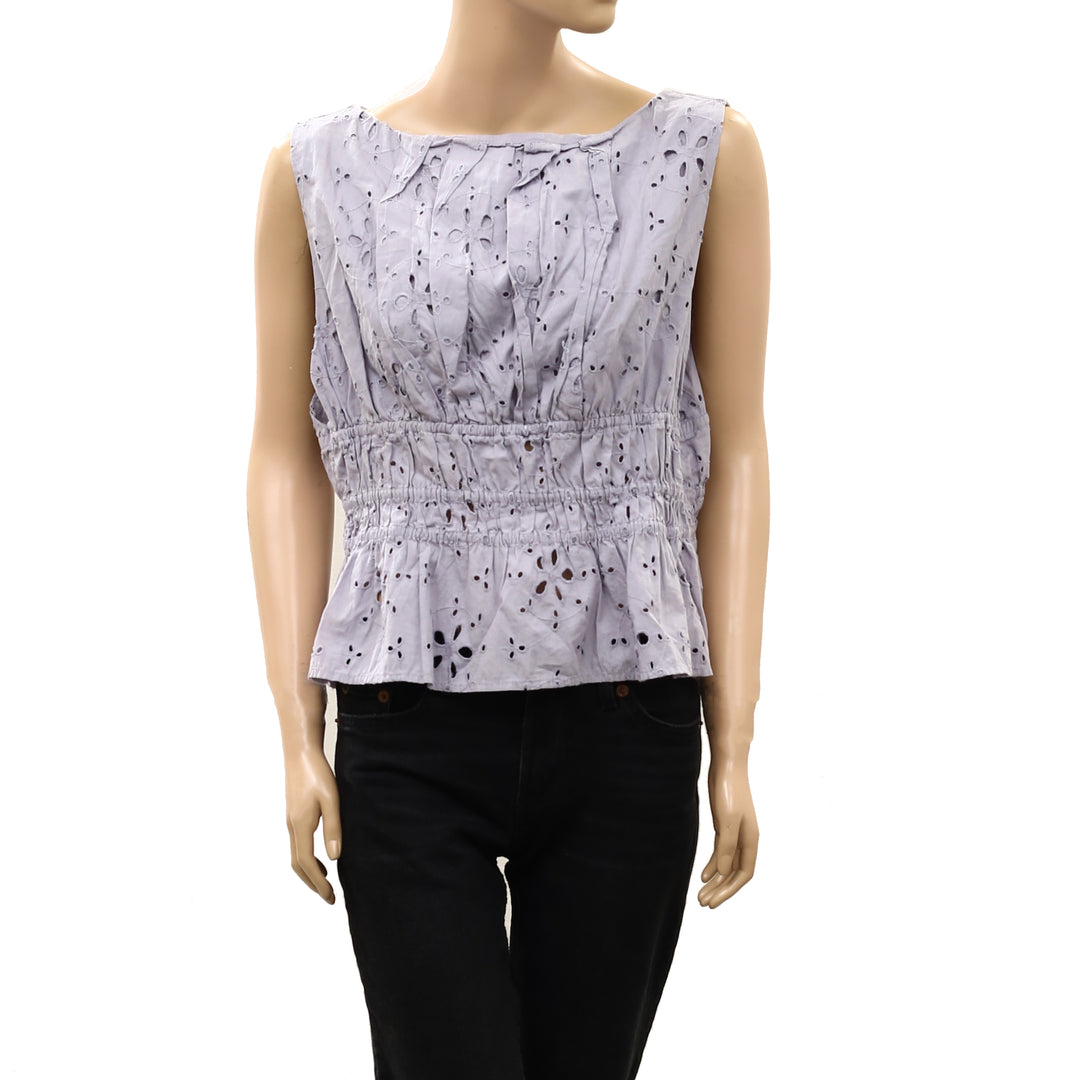 Free People Jude Eyelet Embroidered Blouse Top