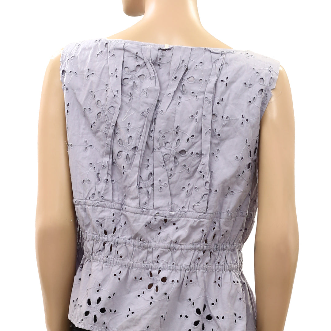 Free People Jude Eyelet Embroidered Blouse Top