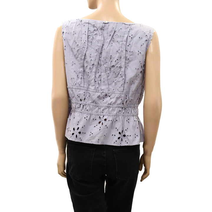 Free People Jude Eyelet Embroidered Blouse Top