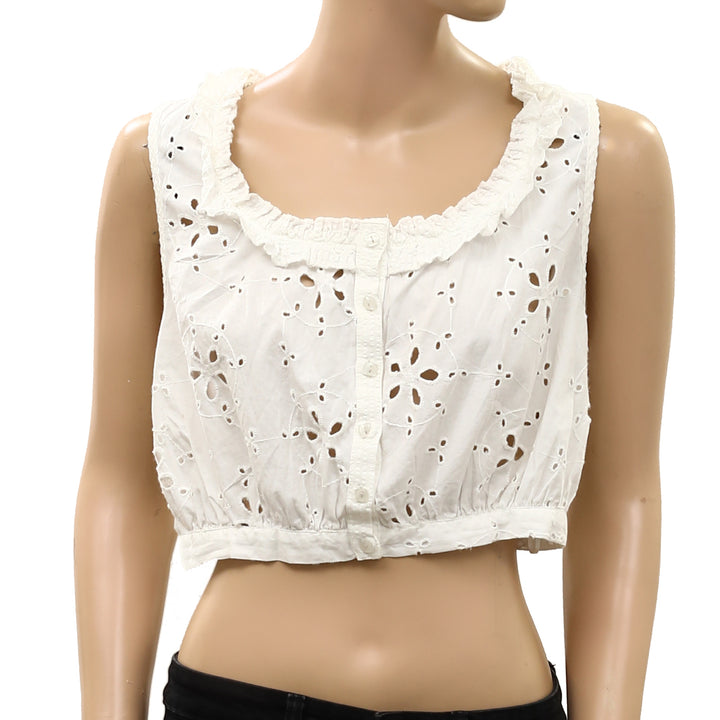 Free People Eyelet Embroidered Buttondown Tank Top