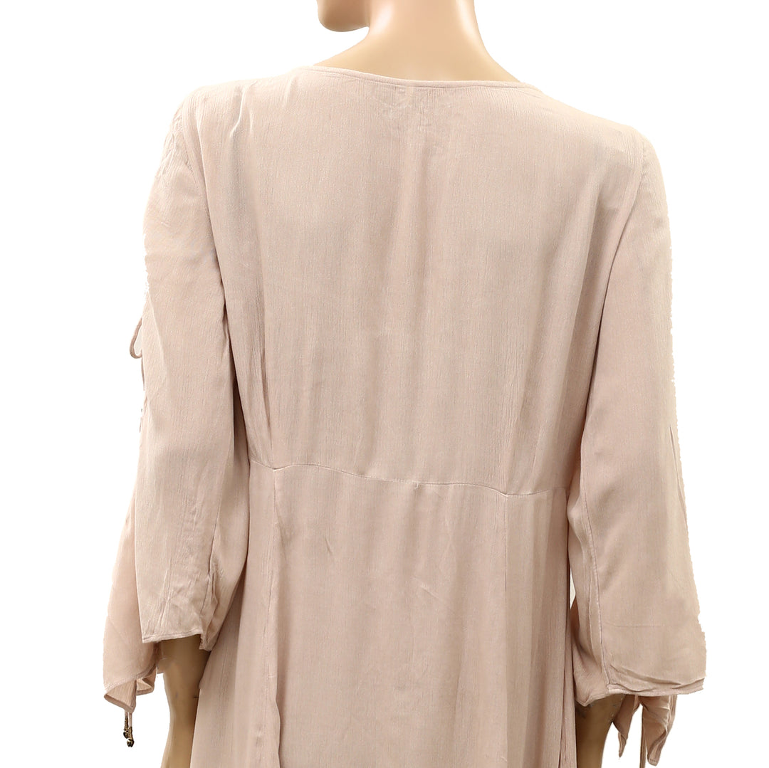 Free People Midi Dress Slit Sleeve A-line silhouette Boho