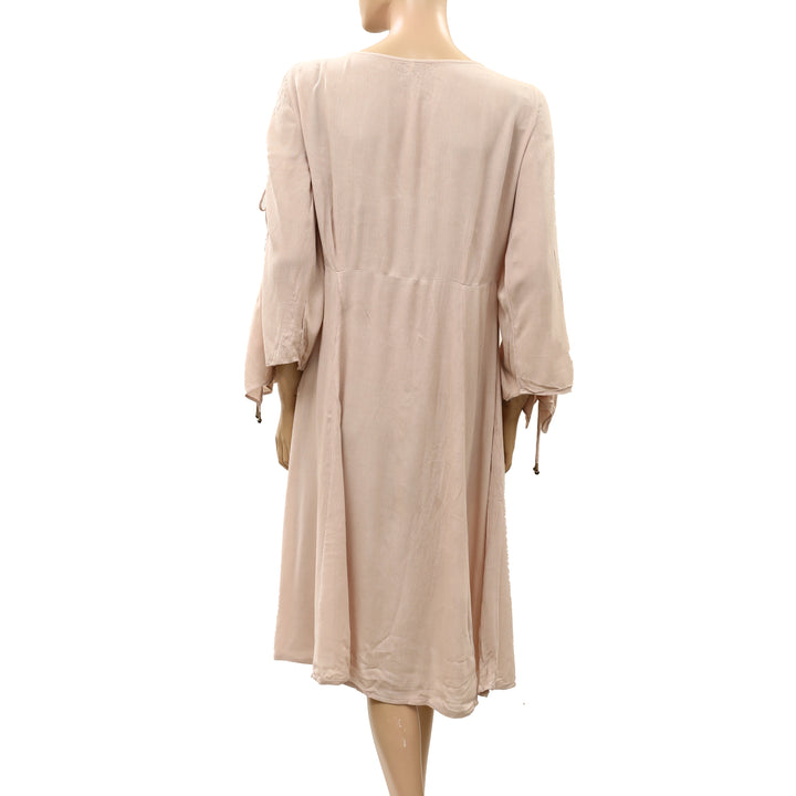Free People Midi Dress Slit Sleeve A-line silhouette Boho