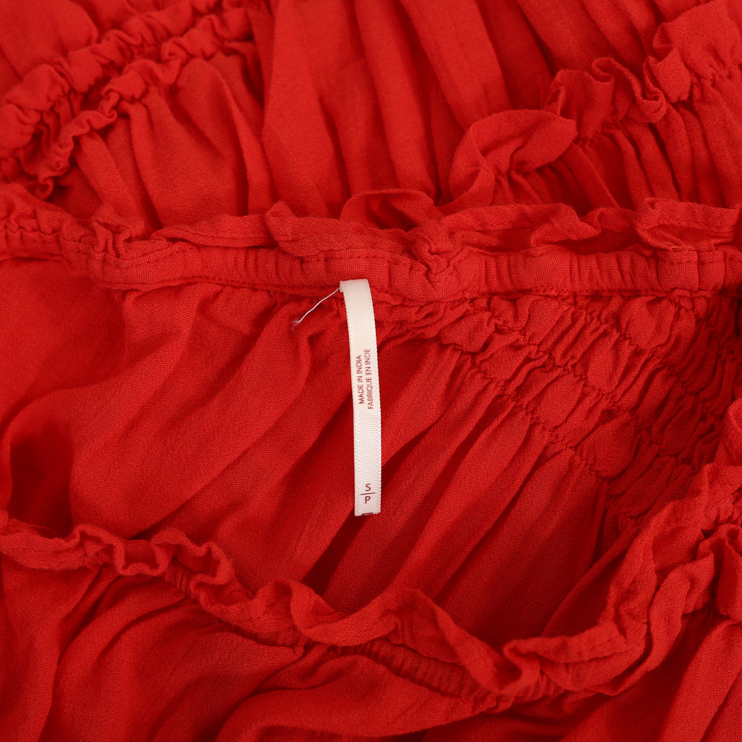 Free People Pink Sands Ruched Long Sleeve Cropped Top