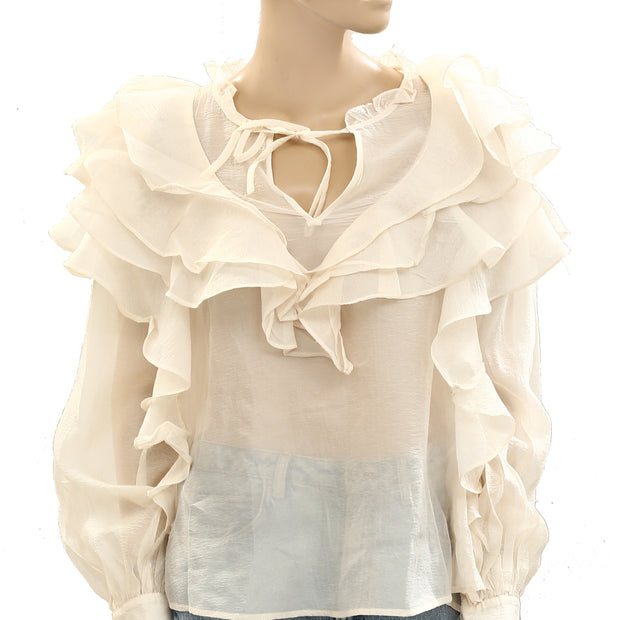 & Other Stories Sheer Ruffle Blouse Top