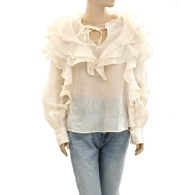 & Other Stories Sheer Ruffle Blouse Top