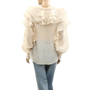 & Other Stories Sheer Ruffle Blouse Top