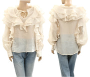 & Other Stories Sheer Ruffle Blouse Top