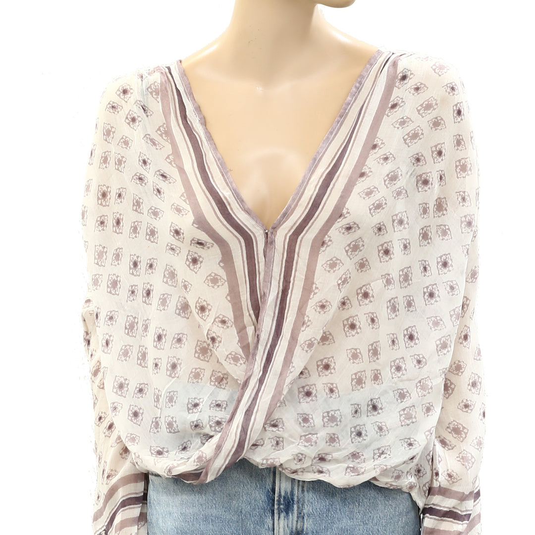 Free People FP One Border Printed Peasant Top