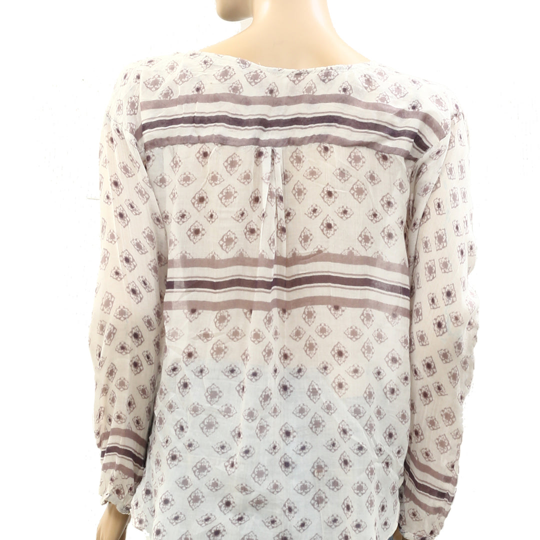 Free People FP One Border Printed Peasant Top