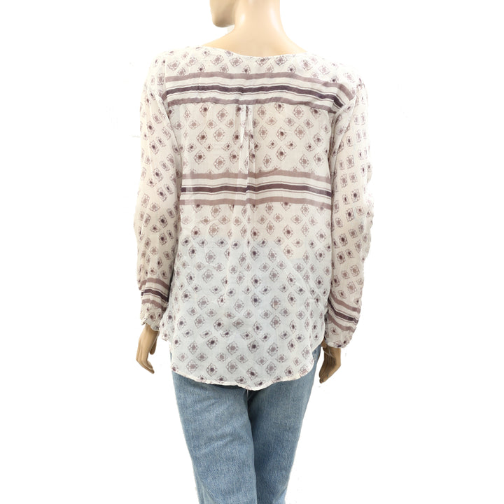 Free People FP One Border Printed Peasant Top