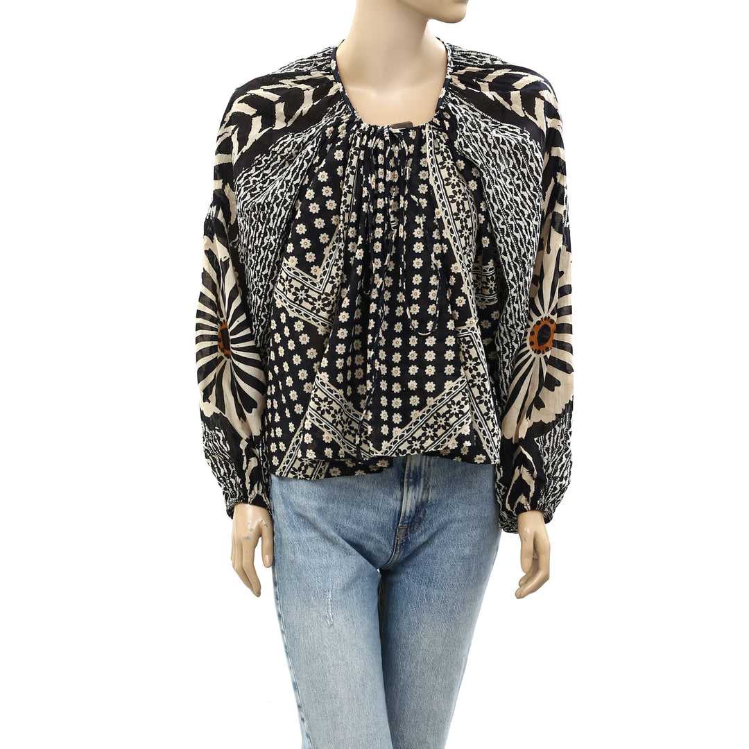 Free People Elena Printed Blouse Top