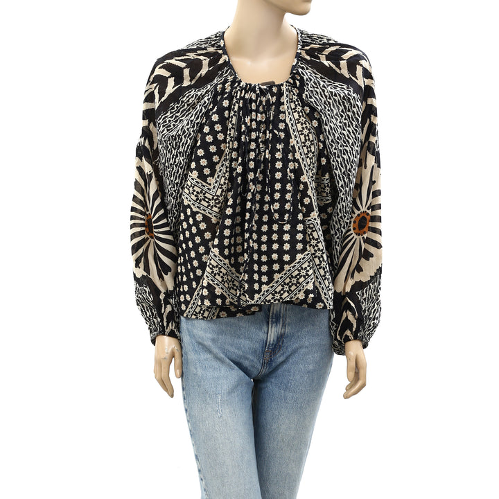 Free People Elena Printed Blouse Top