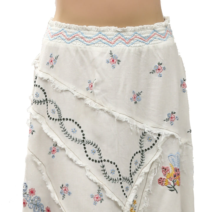 By Anthropologie Eyelet Floral Embroidered Midi Skirt