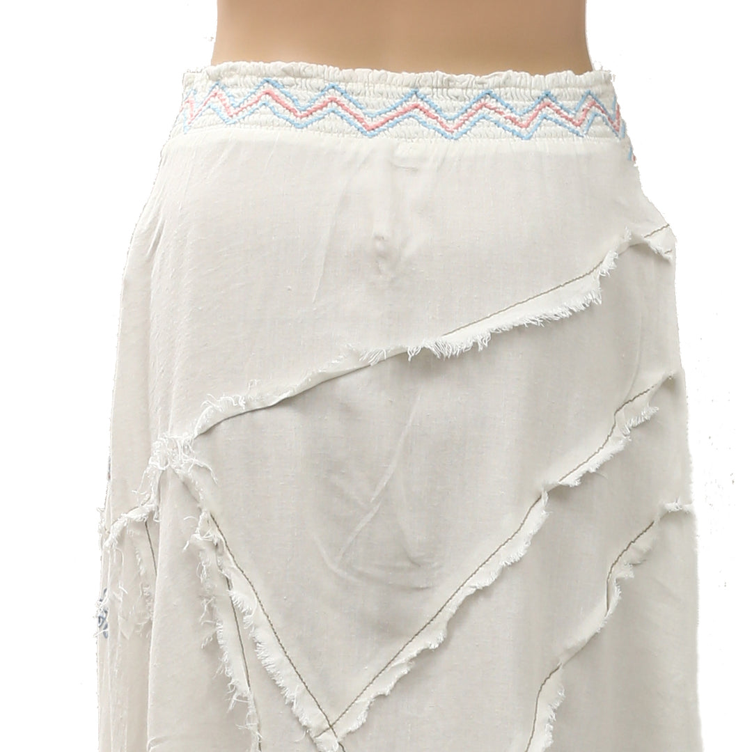 By Anthropologie Eyelet Floral Embroidered Midi Skirt