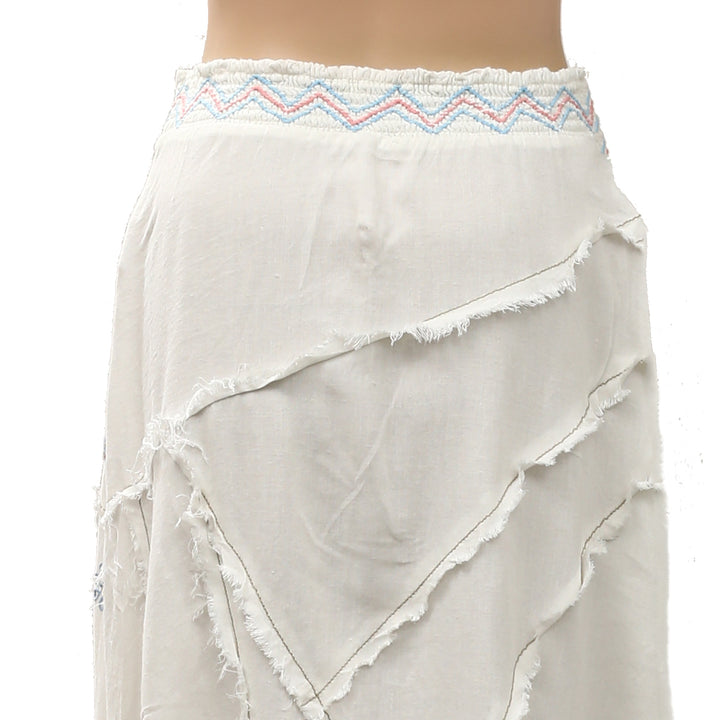 By Anthropologie Eyelet Floral Embroidered Midi Skirt