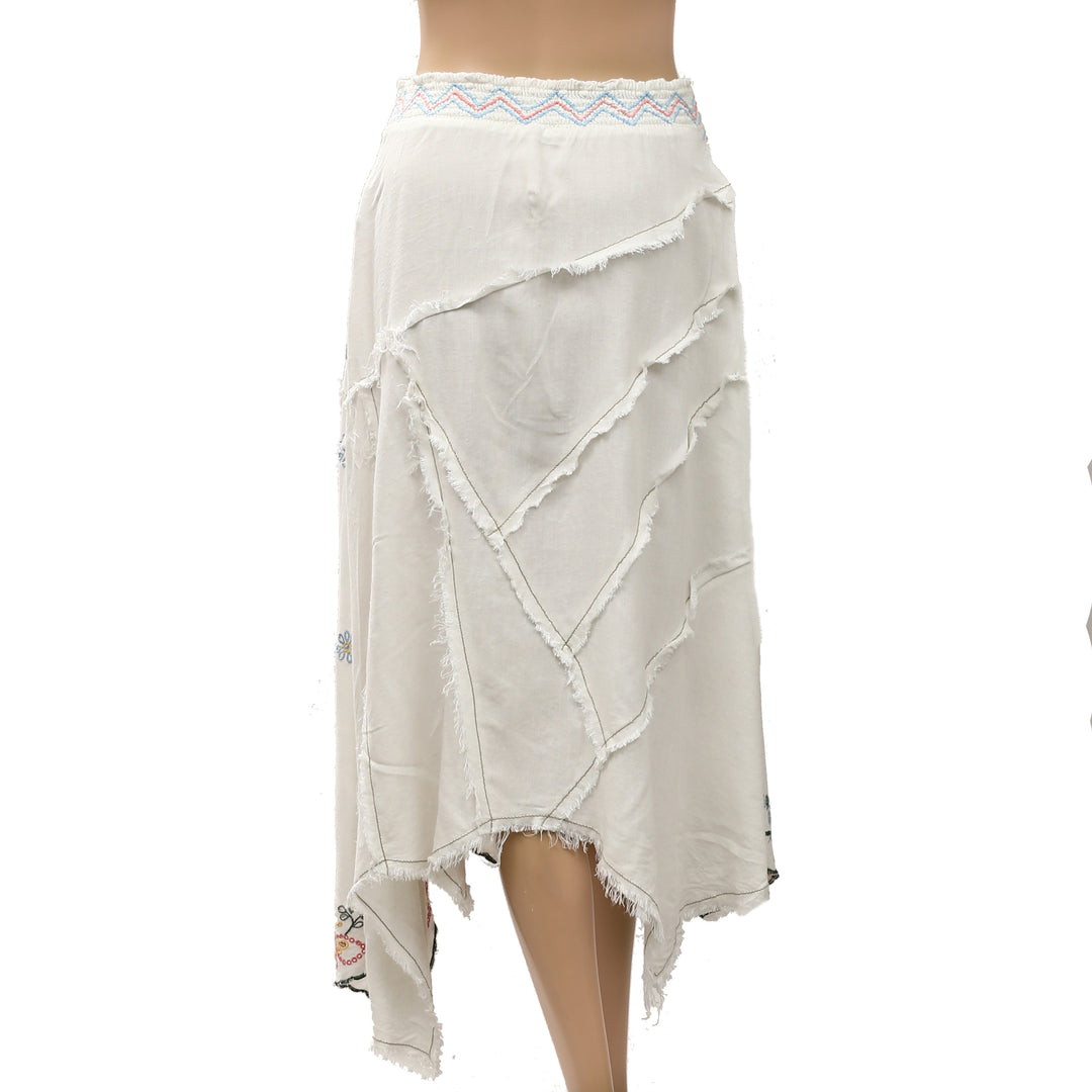 By Anthropologie Eyelet Floral Embroidered Midi Skirt