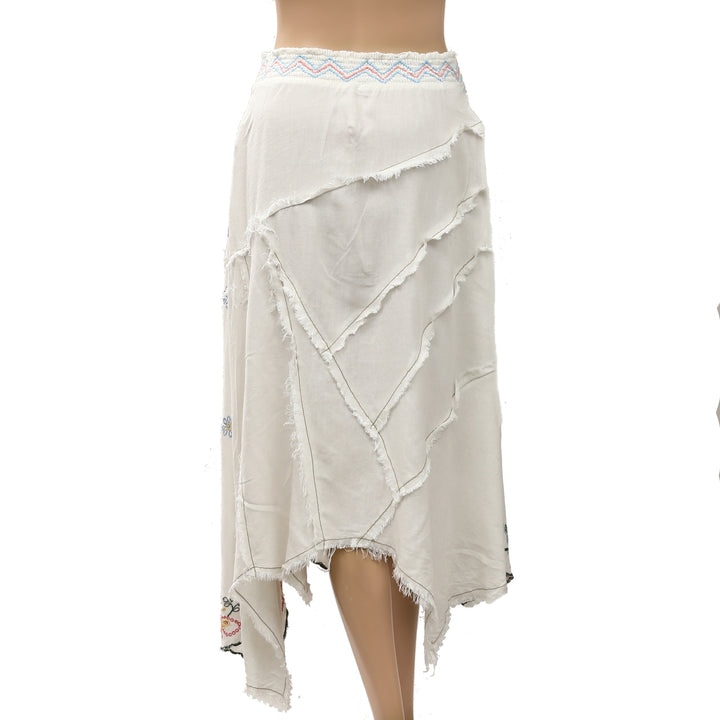 By Anthropologie Eyelet Floral Embroidered Midi Skirt