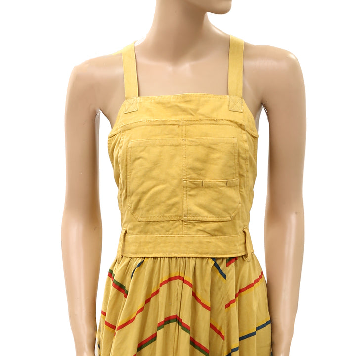Free People Midi Dress Striped Printed