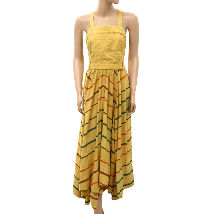 Free People Midi Dress Striped Printed