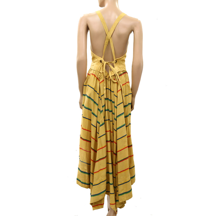 Free People Midi Dress Striped Printed