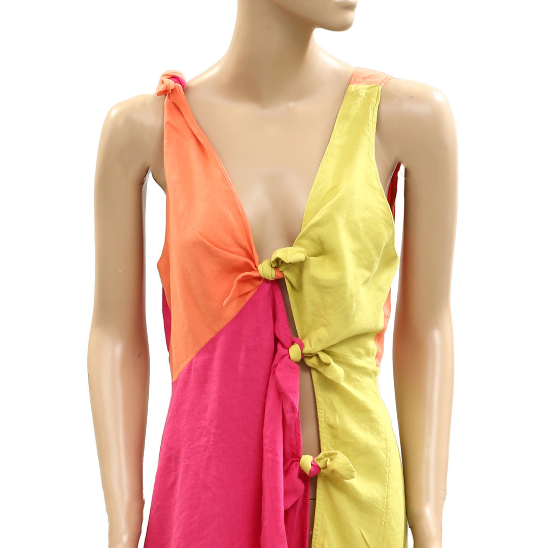 Anthropologie Celandine Pakika Colourblock Knot-Front Mini Dress