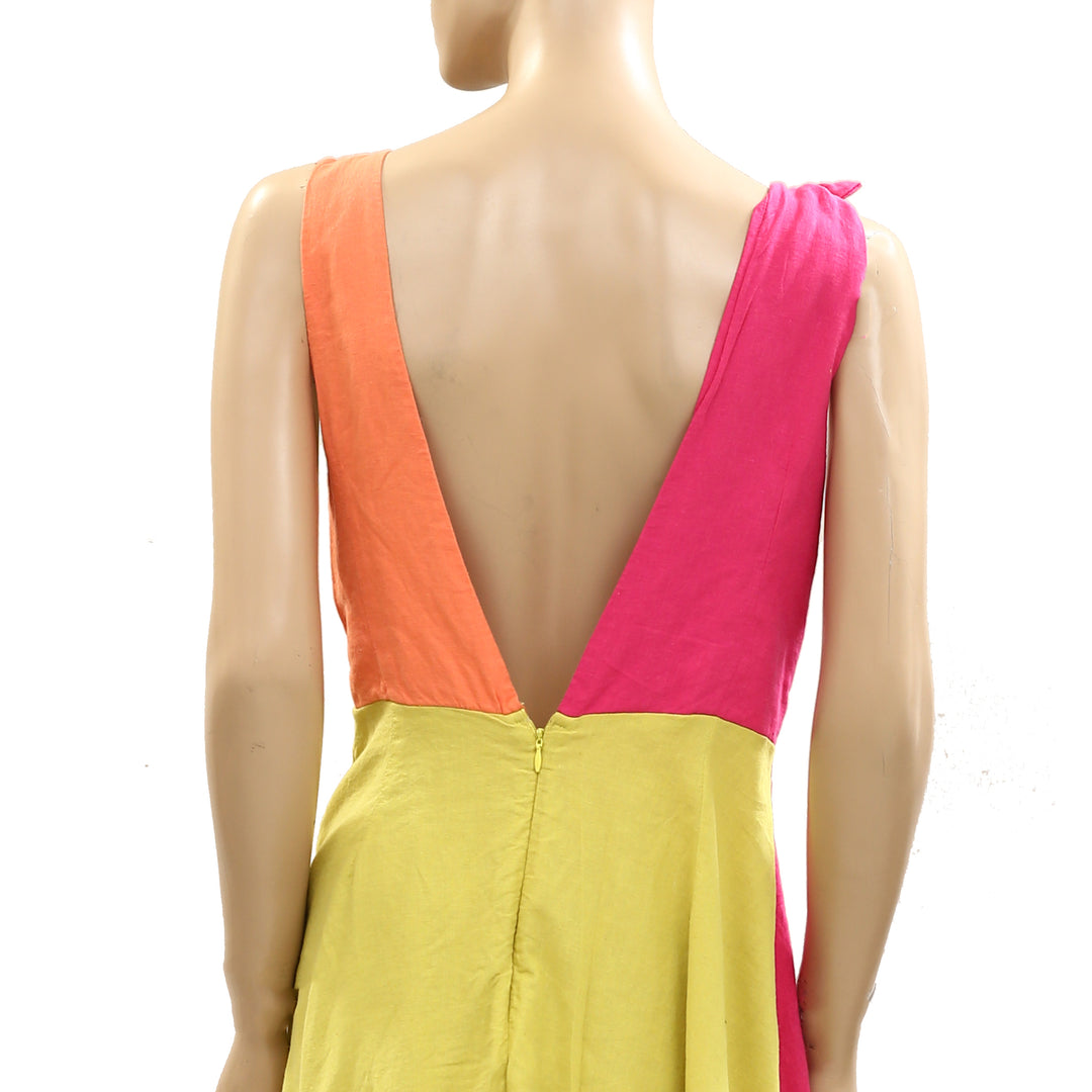 Anthropologie Celandine Pakika Colourblock Knot-Front Mini Dress