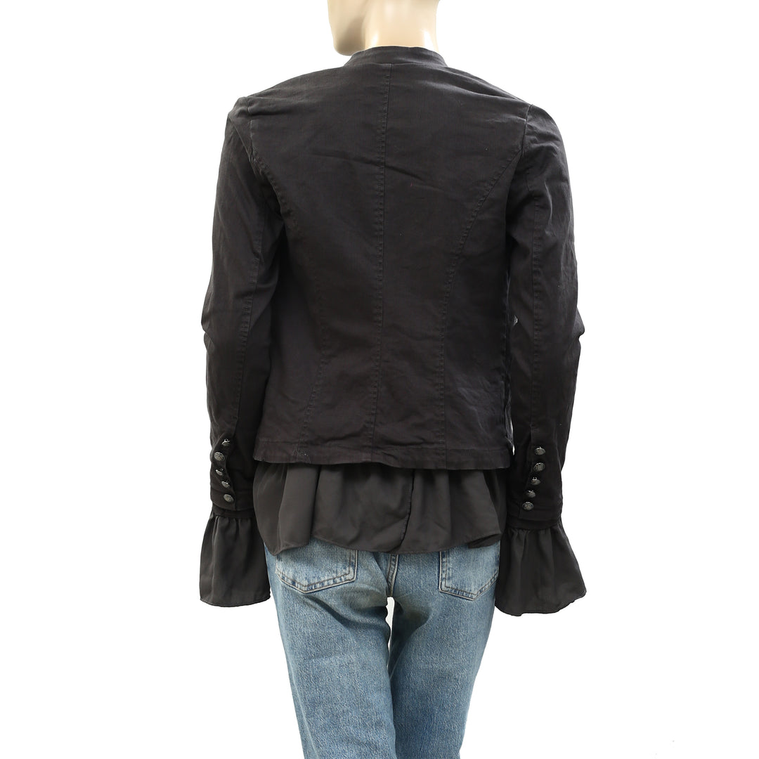 Free 2024 People Jacket Top Demin Ruffle Tie