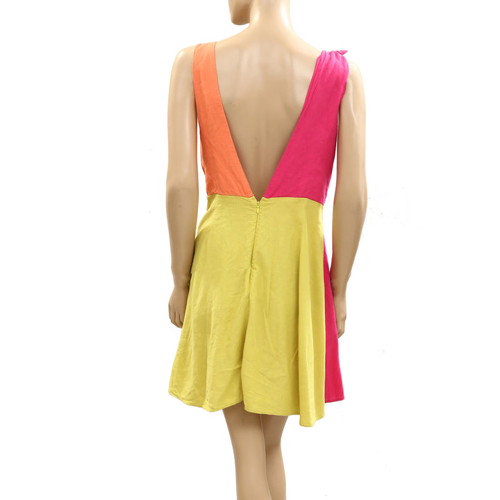 Anthropologie Celandine Pakika Colourblock Knot-Front Mini Dress