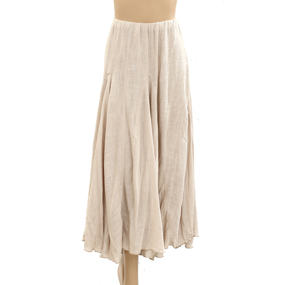 Free People Madras That Solid Linen Maxi Skirt