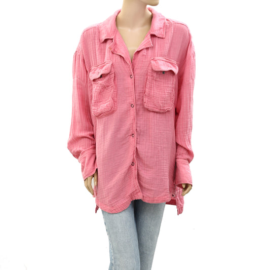 Free People We The Free Buttondown Tunic Shirt Top