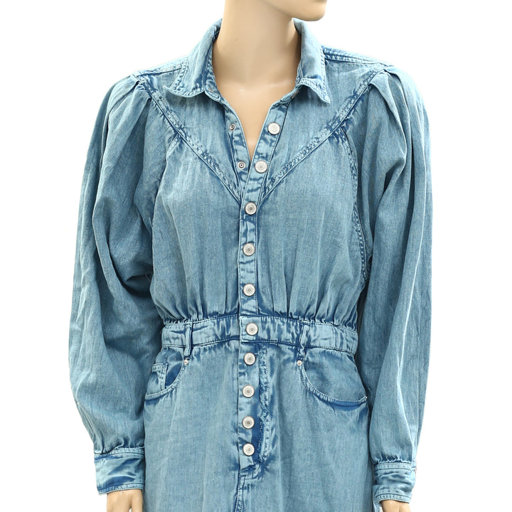 Free People Mad Love Denim Midi Dress