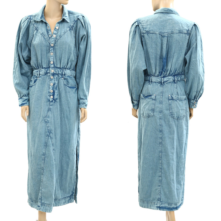 Free People Mad Love Denim Midi Dress