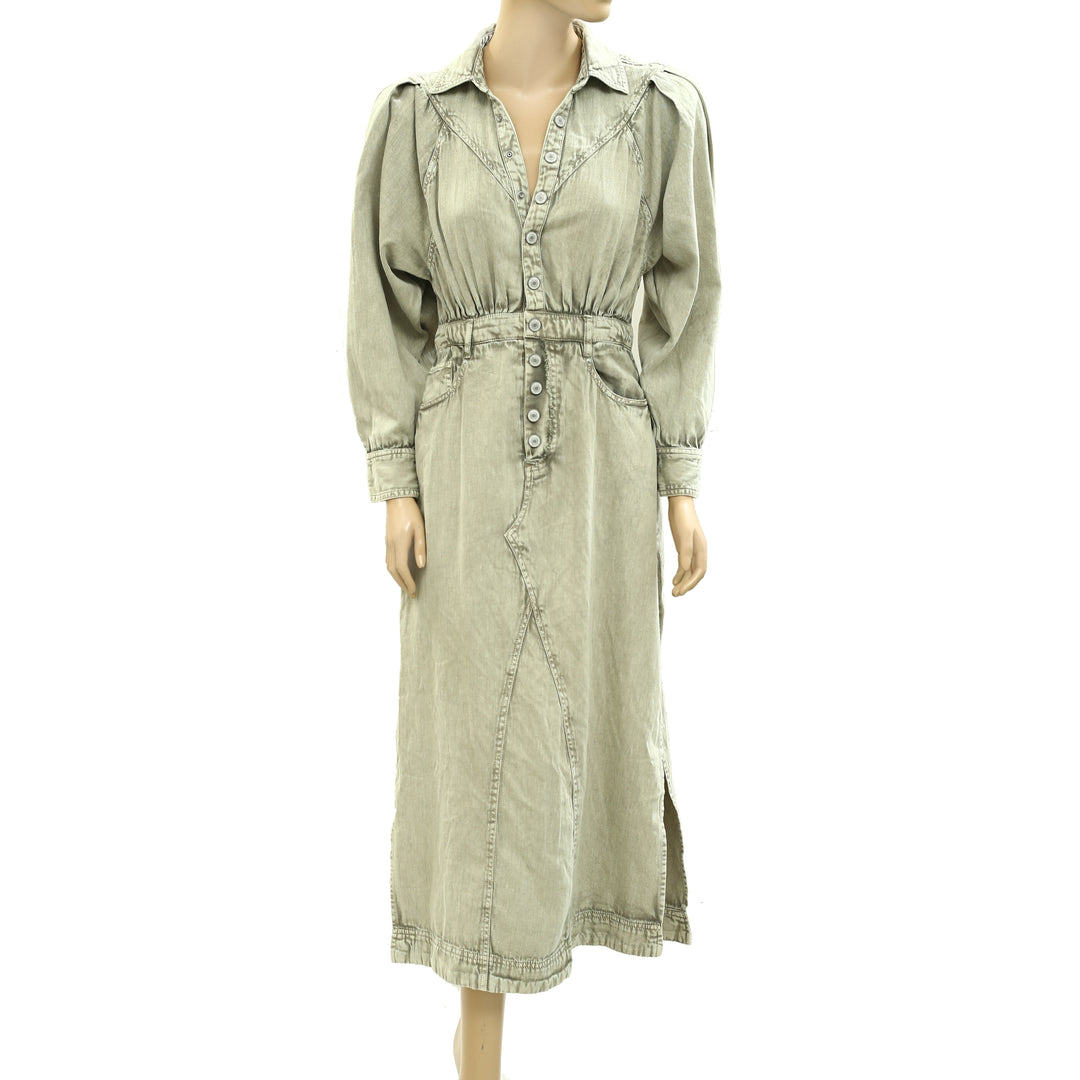 free people mad love denim dress Free People Mad Love Denim Midi Dress White Chocolate Couture